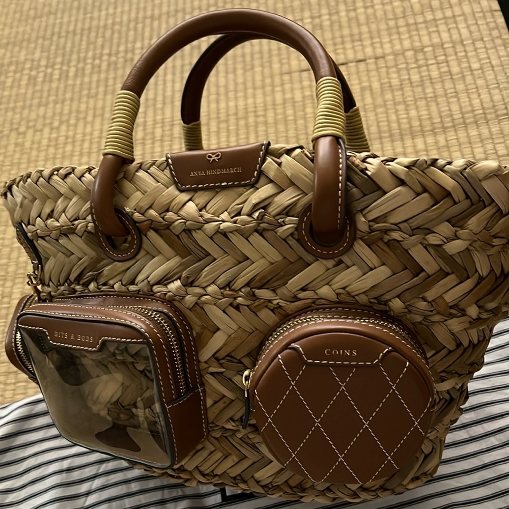 Anya Hindmarch Brown and Tan Woven Tote Bag